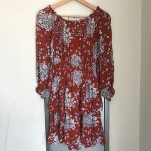 Urban Outfitters Floral long-sleeve Ruffle mini dress